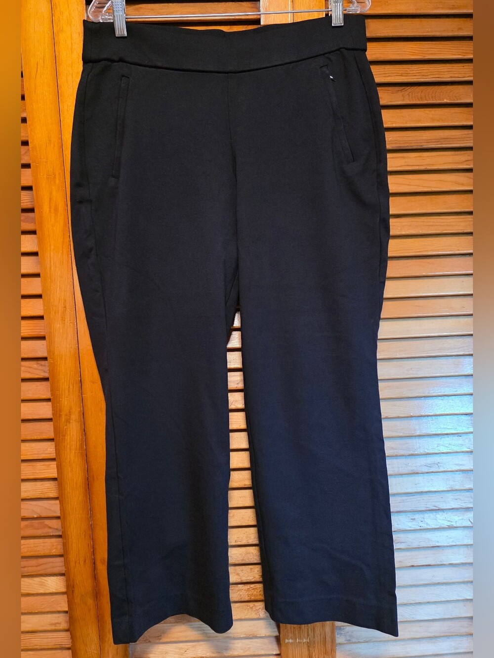 Lane Bryant Straight Leg Pants Black Pull On Zip Pockets Sz 14/16S